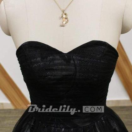Black Lace Strapless Sweet 16 Prom Long Tulle..