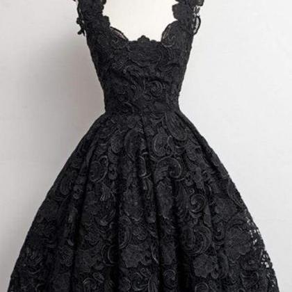 Black Lace Strap Prom Homecoming Dress