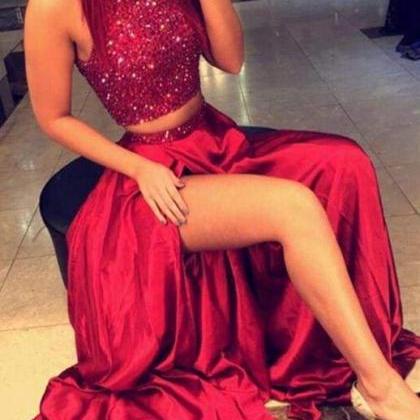 Bridelily Red Two Pieces Prom Dresses 2019 High..