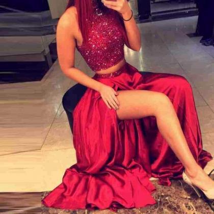 Bridelily Red Two Pieces Prom Dresses 2019 High..