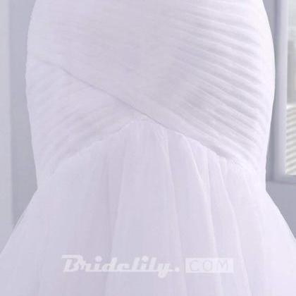 Affordable Ruffle Tulle Strapless Mermaid Wedding..