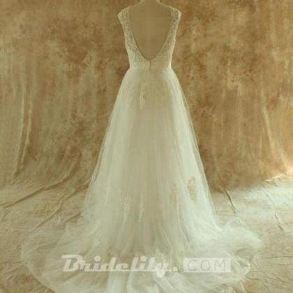 Bridelily Awesome Illusion Lace Tulle A-line..