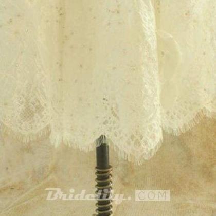 Bridelily Strapless Lace Chiffon A-line Mini..