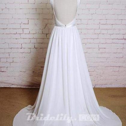 Square Neck Lace Chiffon A-line Wedding Dress