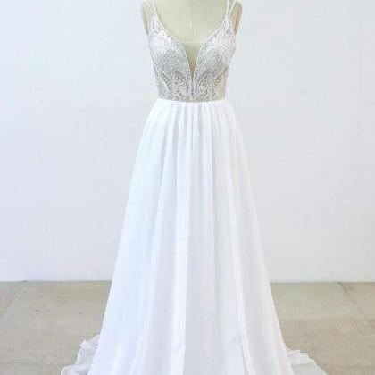 Elegant Beading Chiffon A-line Wedding Dress