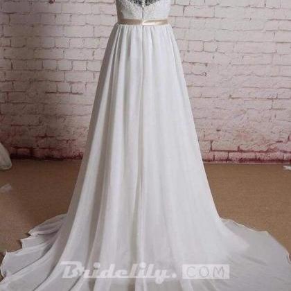 Elegant Lace Chiffon A-line Wedding Dress