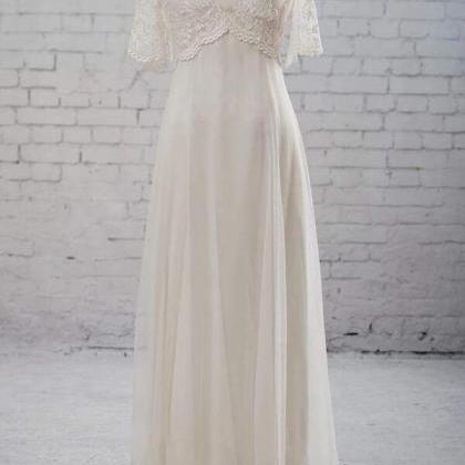 Empire Waist V-neck Tulle A-line Wedding Dress