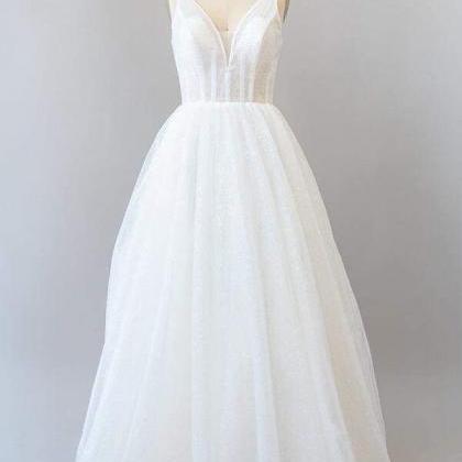 Open Back Sequins Tulle A-line Wedding Dress