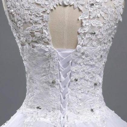 Lace-up Appliques Tulle A-line Wedding Dress