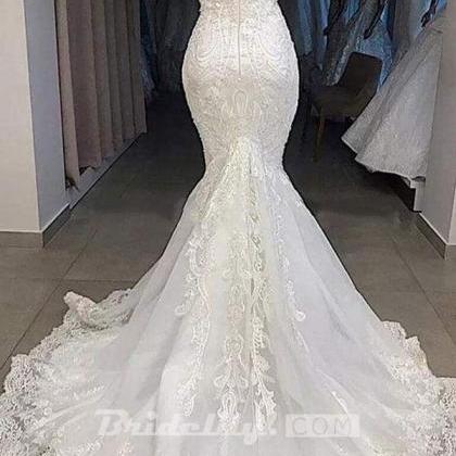 Amazing Sweetheart Appliqued Mermaid Wedding Dress
