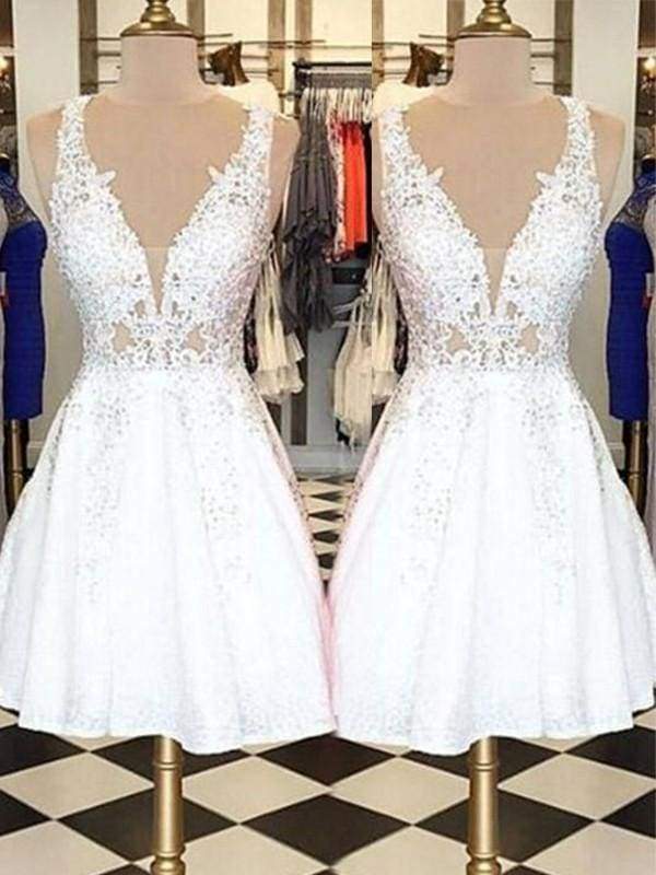 Bridelily A-line Sleeveless Bateau Lace With Applique Short/mini Dresses