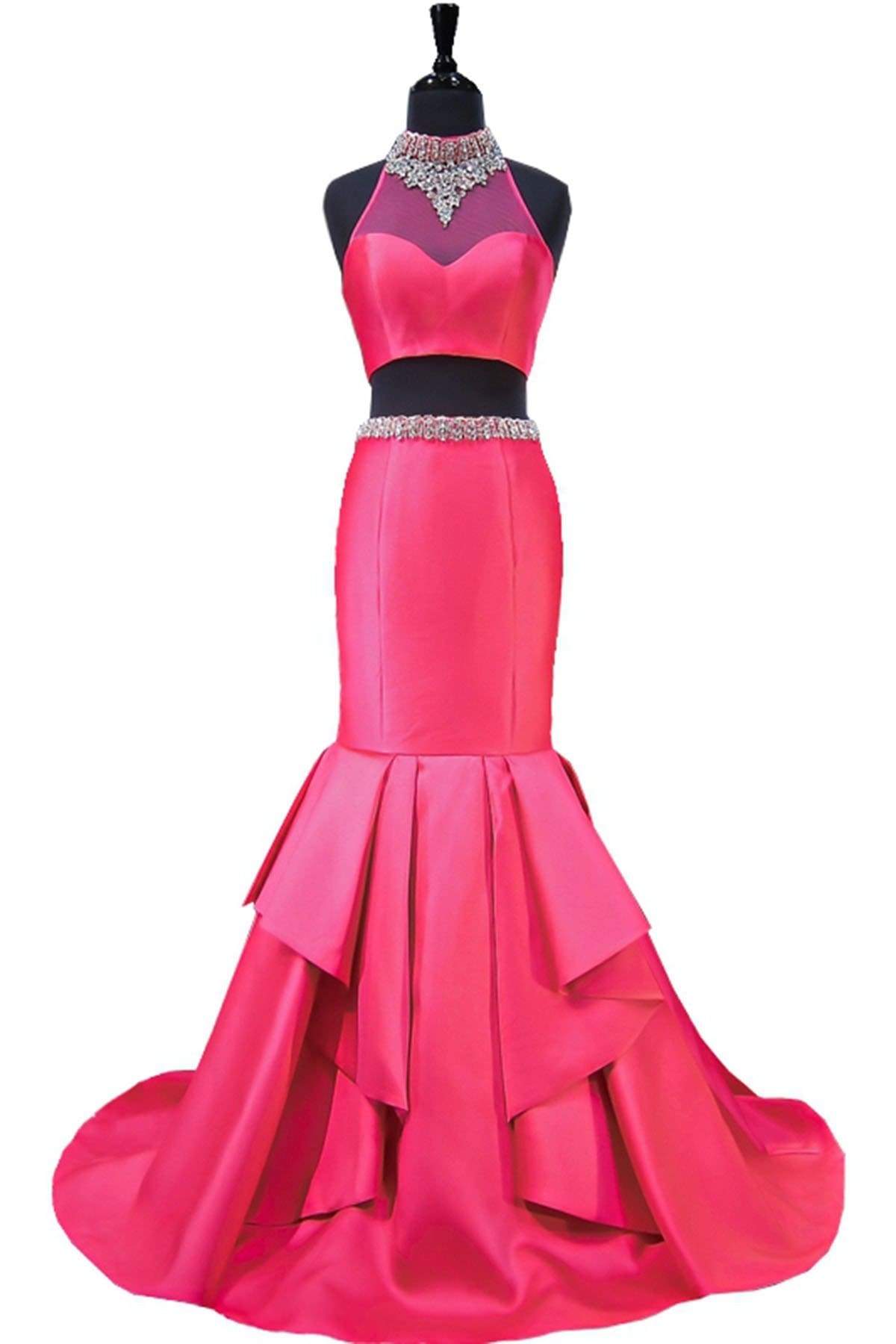 Romantic Pink Backless Sleeveless Lace Mermaid Evening Dresses with Train Y1490 main image 0