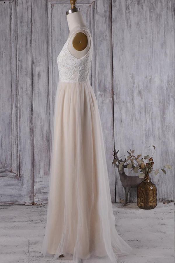 Chic A-line Gown Lace Wedding Dress V-Neckline