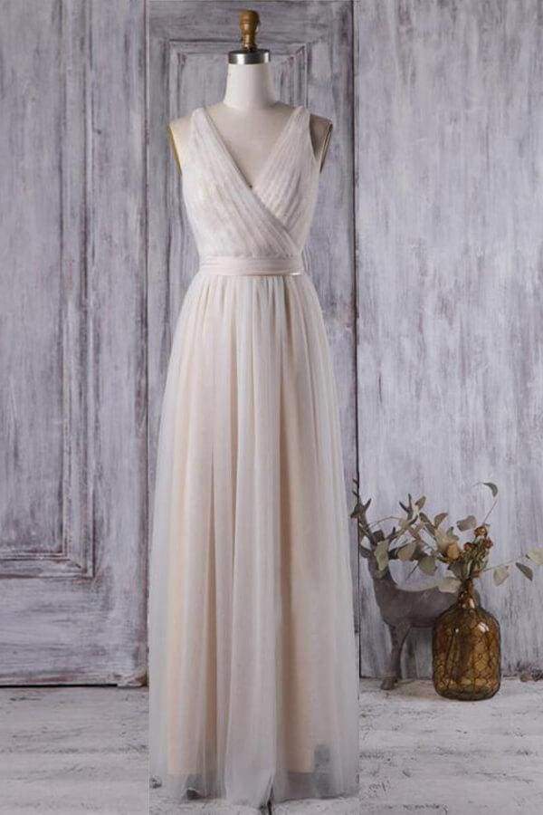 Ruffle V-neck Floor Length Lace Wedding Dress