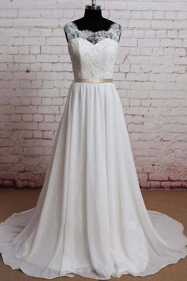 Elegant Lace Chiffon A-line Wedding Dress