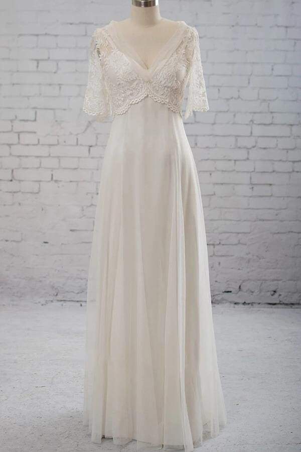 V-neck Tulle A-line Wedding Dress on Luulla