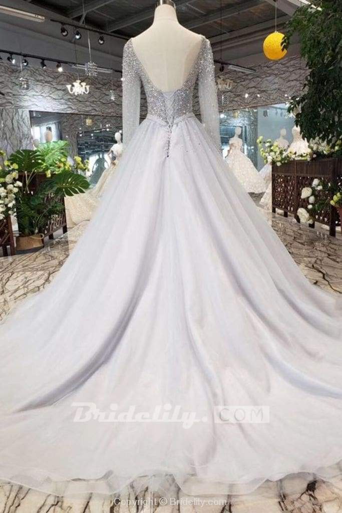 A-line V-neck Sequins Appliques Sparkly Prom Dress main image 1